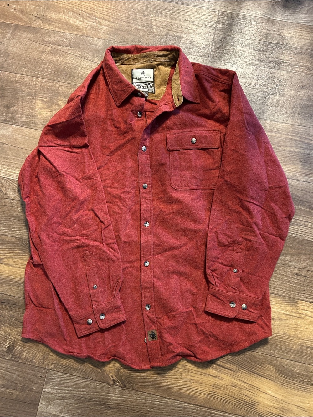Buck Camp Red Wool Casual Button-Down Shirt